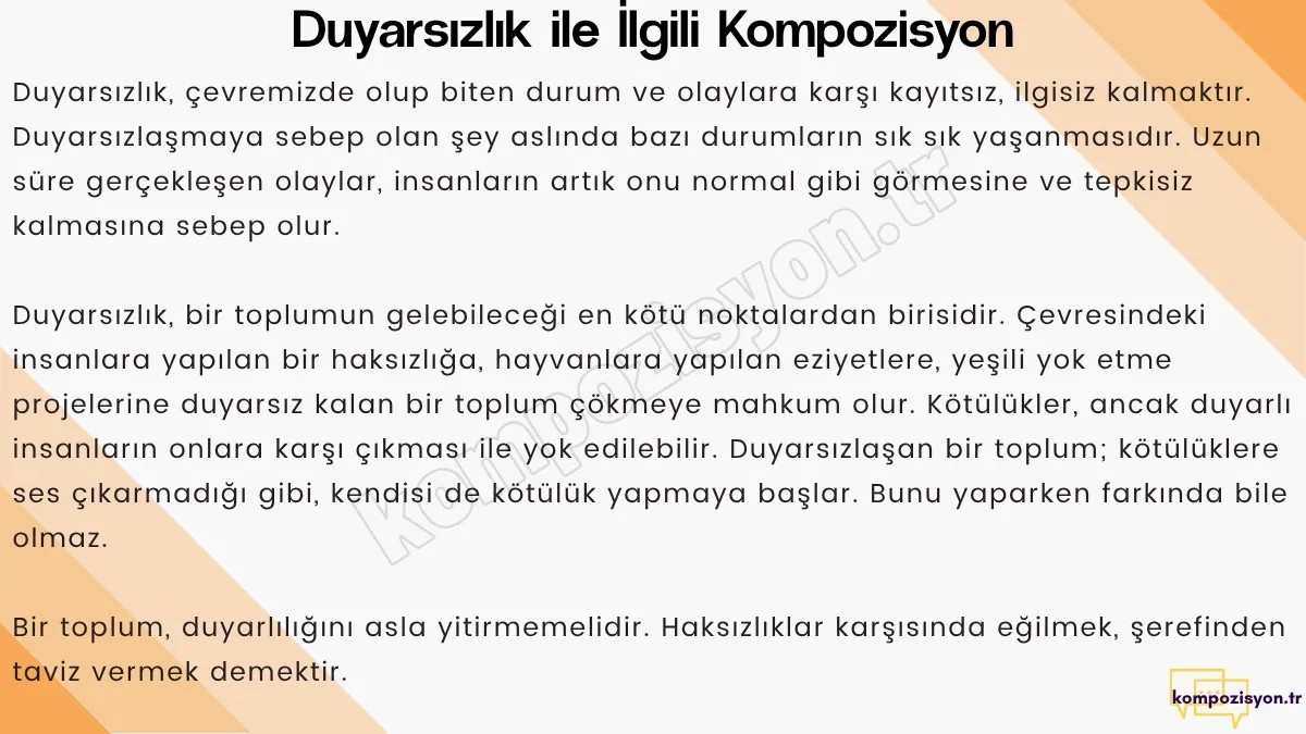 duyarsizlik ile ilgili kompozisyon