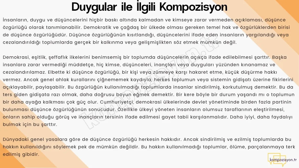 duygular ile ilgili kompozisyon