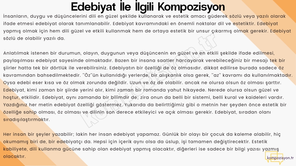 edebiyat ile ilgili kompozisyon