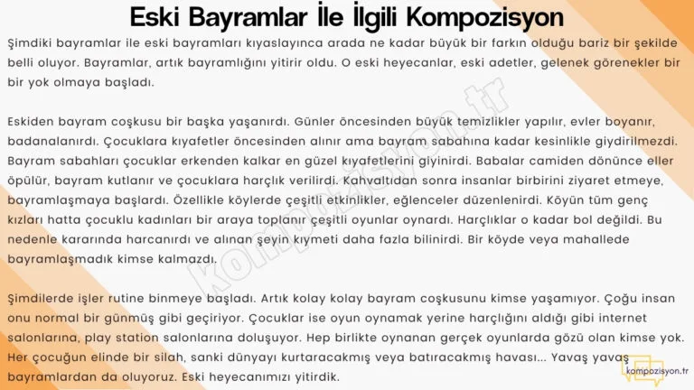 eski bayramlar ile ilgili kompozisyon