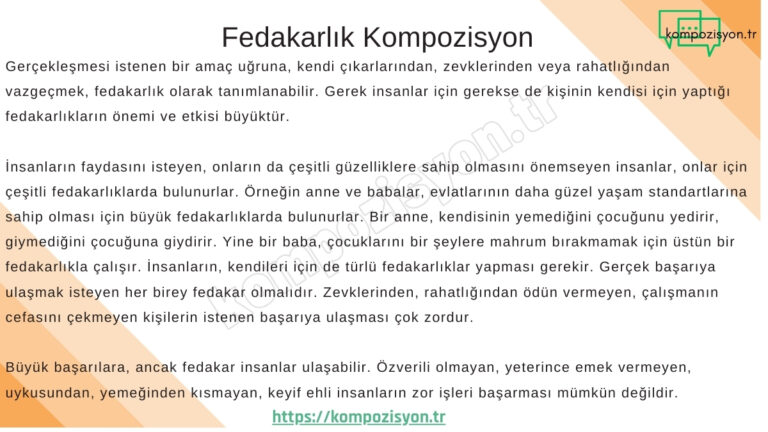 fedakarlik ile ilgili kompozisyon