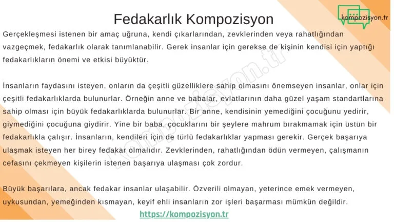 fedakarlik ile ilgili kompozisyon
