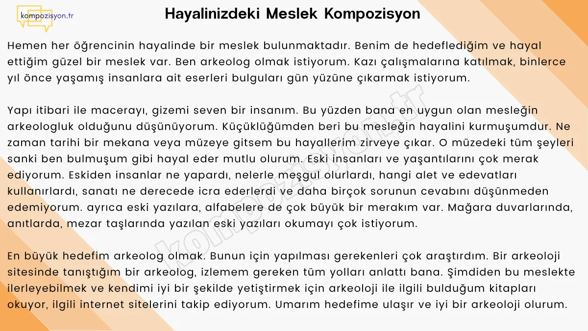 Hayalinizdeki Meslek Kompozisyon