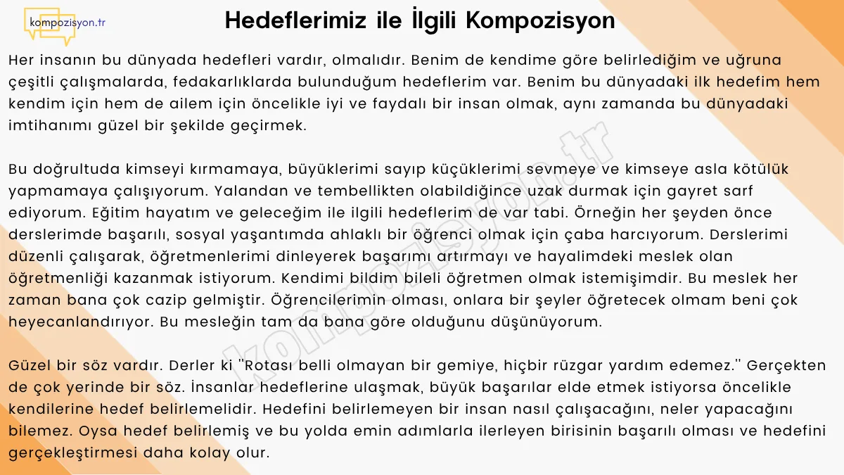 Hedeflerimiz İle İlgili Kompozisyon