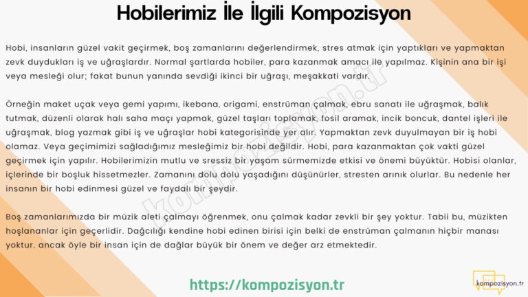 hobilerimiz ile ilgili kompozisyon