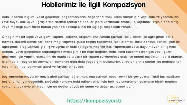 hobilerimiz ile ilgili kompozisyon