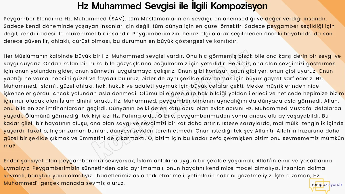 Hz Muhammed Sevgisi ile İlgili Kompozisyon