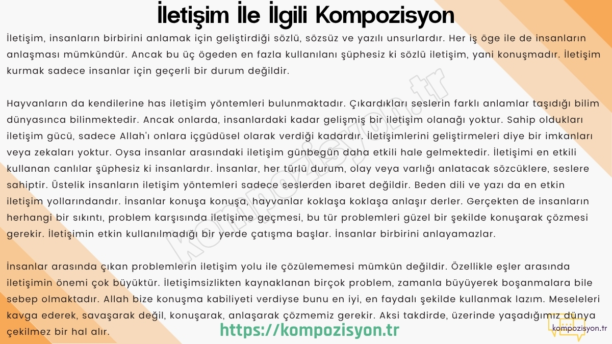 iletisim ile ilgili kompozisyon İletişim ile İlgili Kompozisyon