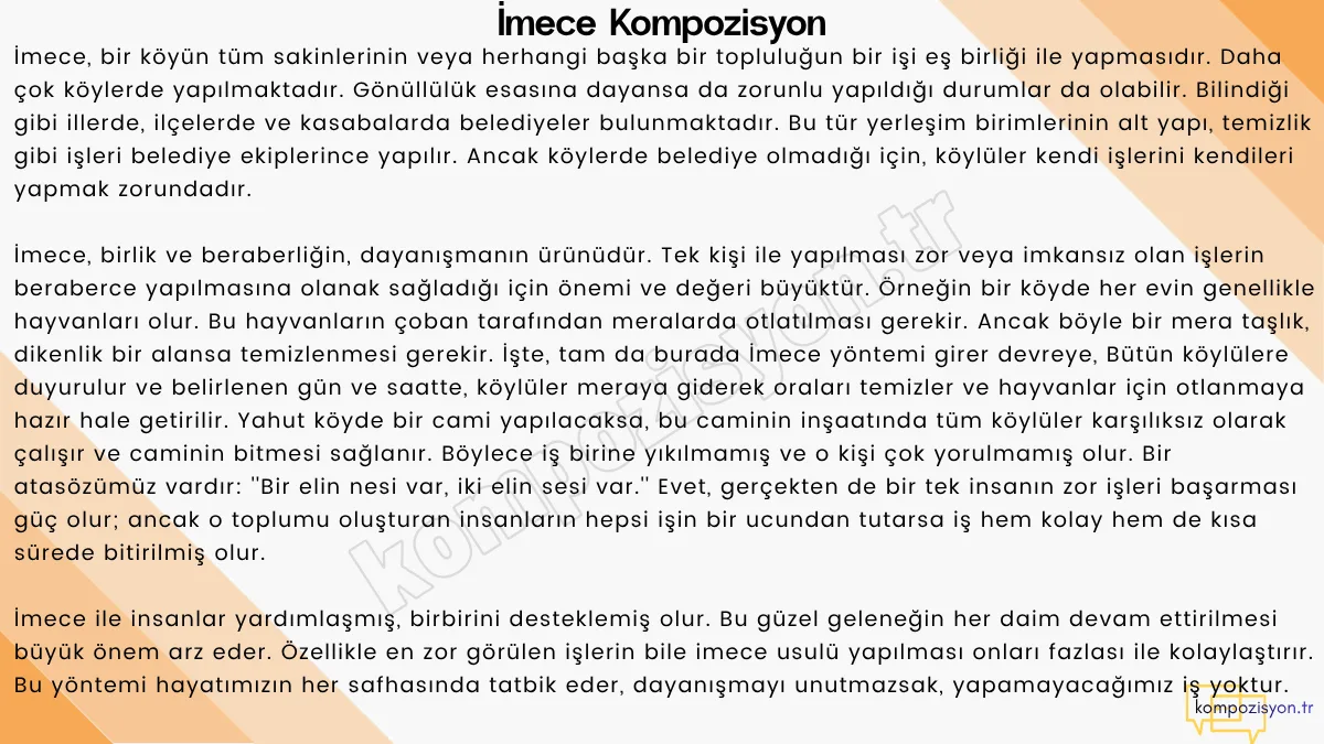İmece ile İlgili Kompozisyon