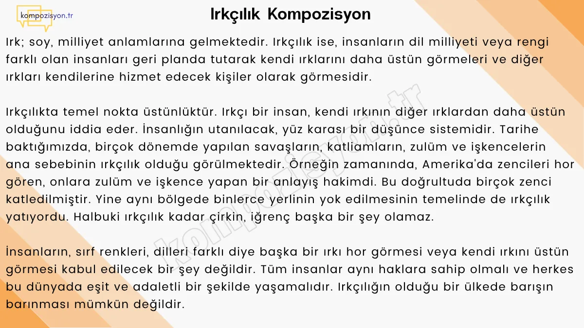 İrkclk İle İlgili Kompozisyon