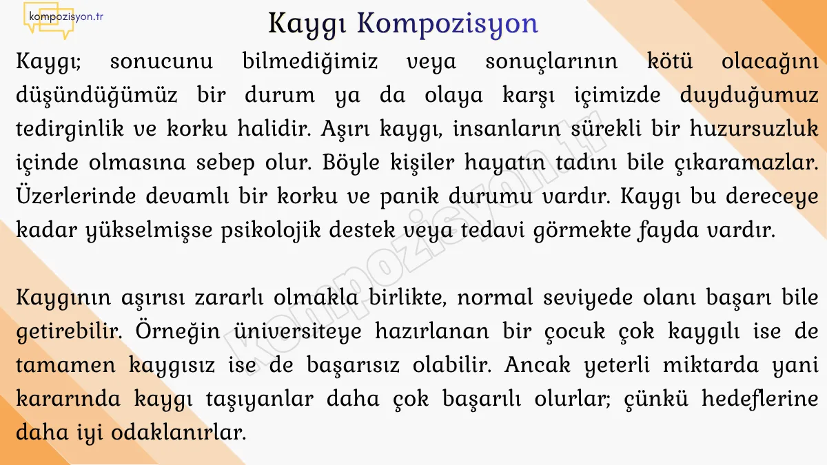 Kaygi İle İlgili Kompozisyon