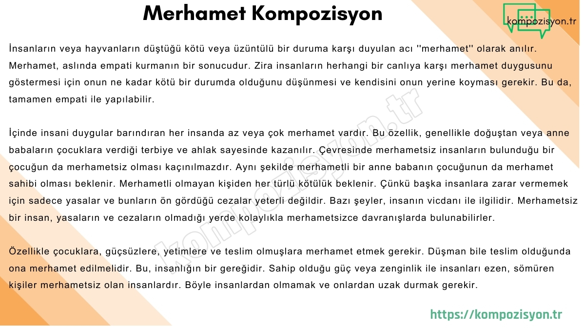 merhamet ile ilgili kompozisyon