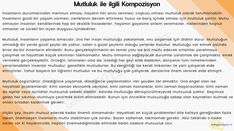 mutluluk ile ilgili kompozisyon