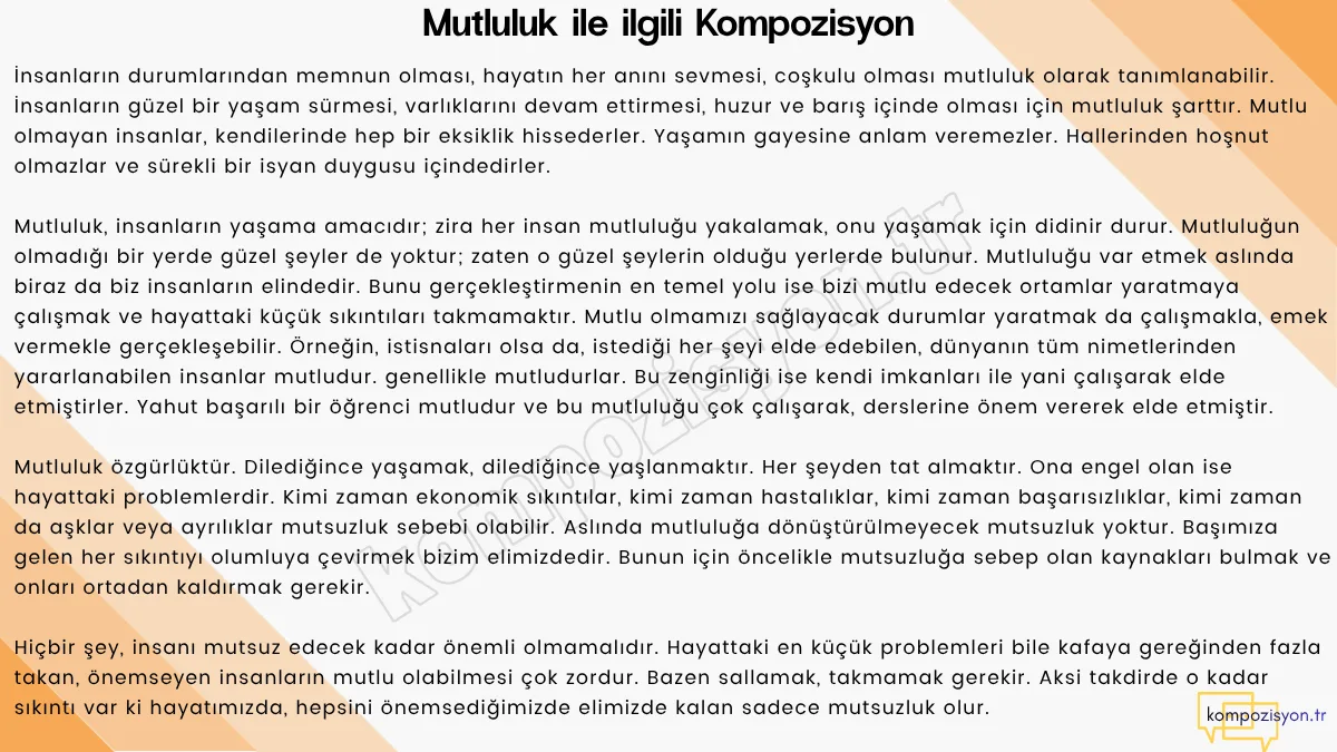 mutluluk ile ilgili kompozisyon