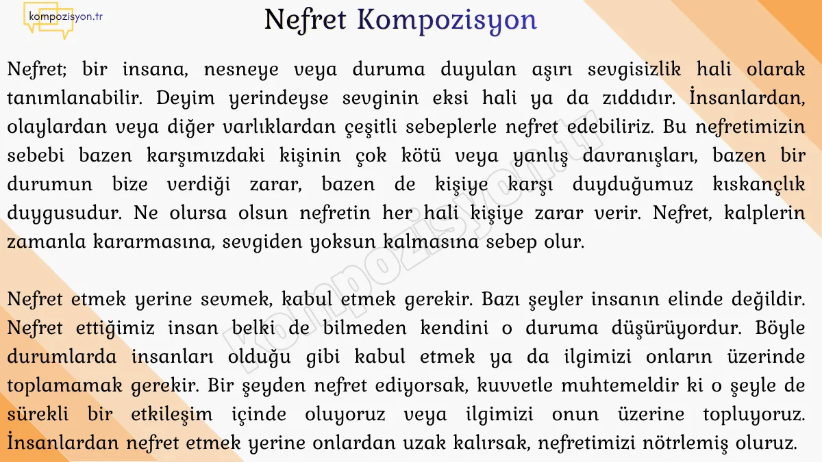Nefret İle İlgili Kompozisyon