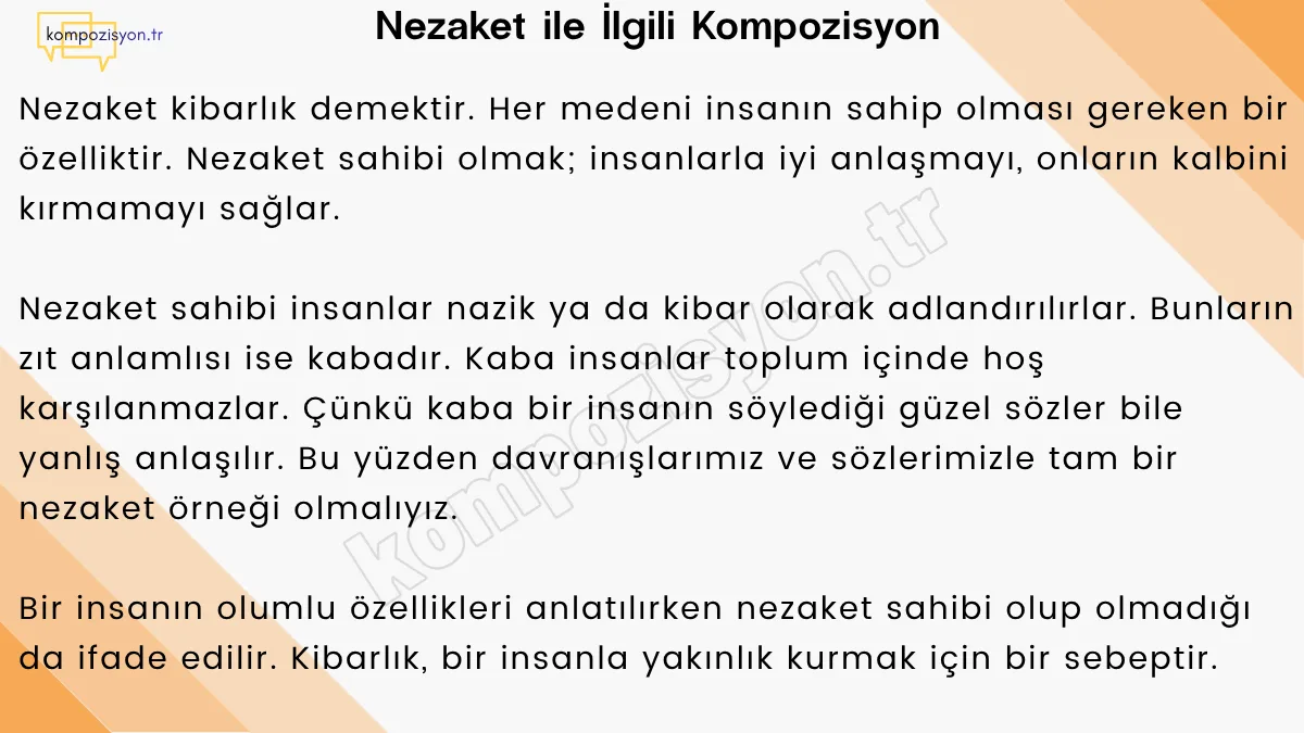 Nezaket İle İlgili Kompozisyon