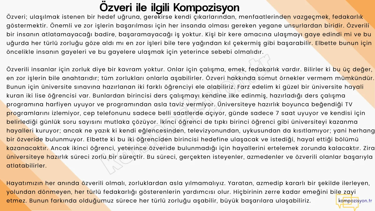 Özveri ile İlgili Kompozisyon