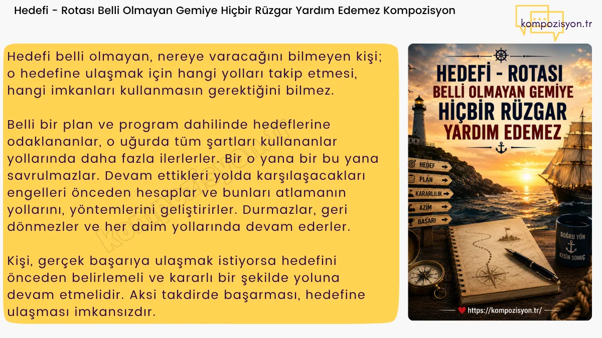 Rotasi Belli Olmayan Gemiye Hicbir Ruzgar Yardim Edemez Kompozisyon