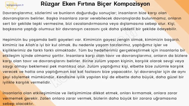 Ruzgar Eken Firtina Bicer İle İlgili Kompozisyon