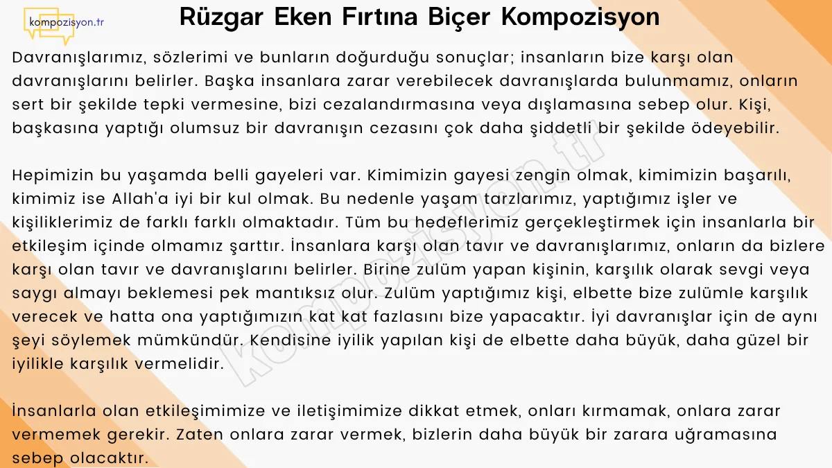 Ruzgar Eken Firtina Bicer İle İlgili Kompozisyon