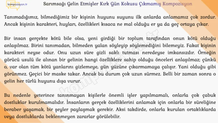 Sarimsagi Gelin Etmisler Kirk Gun Kokusu Cikmamis Kompozisyon