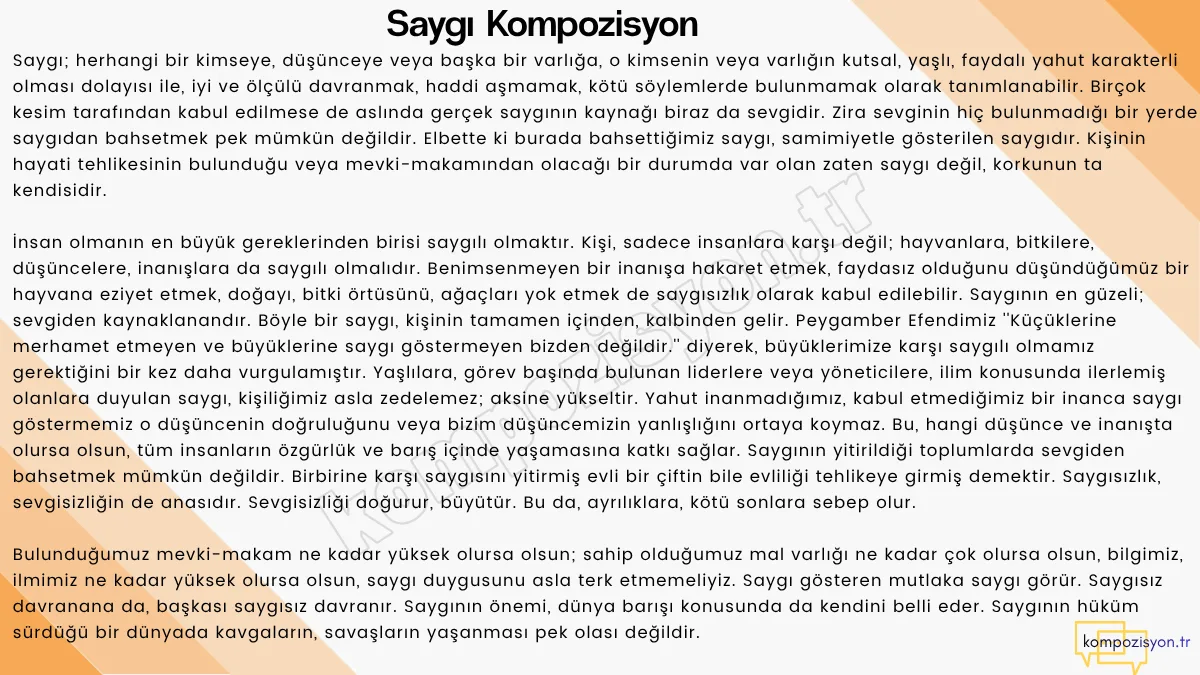 saygi ile ilgili kompozisyon