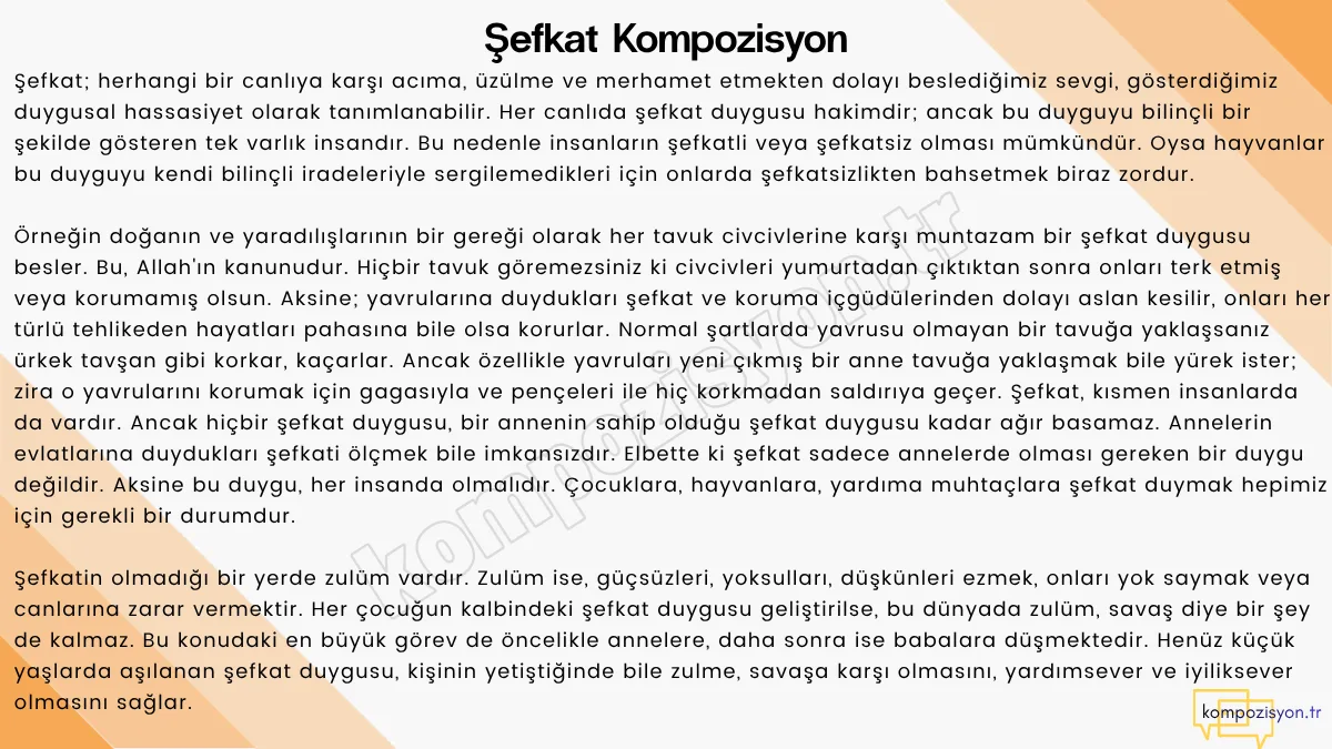 Şefkat ile İlgili Kompozisyon