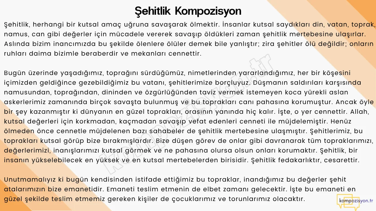 Şehitlik ile İlgili Kompozisyon