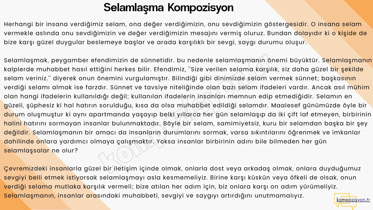 Selamlaşma ile İlgili Kompozisyon