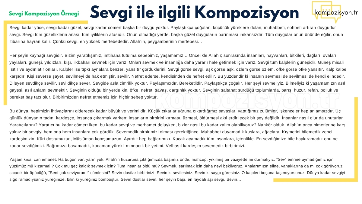 sevgi ile ilgili kompozisyon Sevgi ile İlgili Kompozisyon