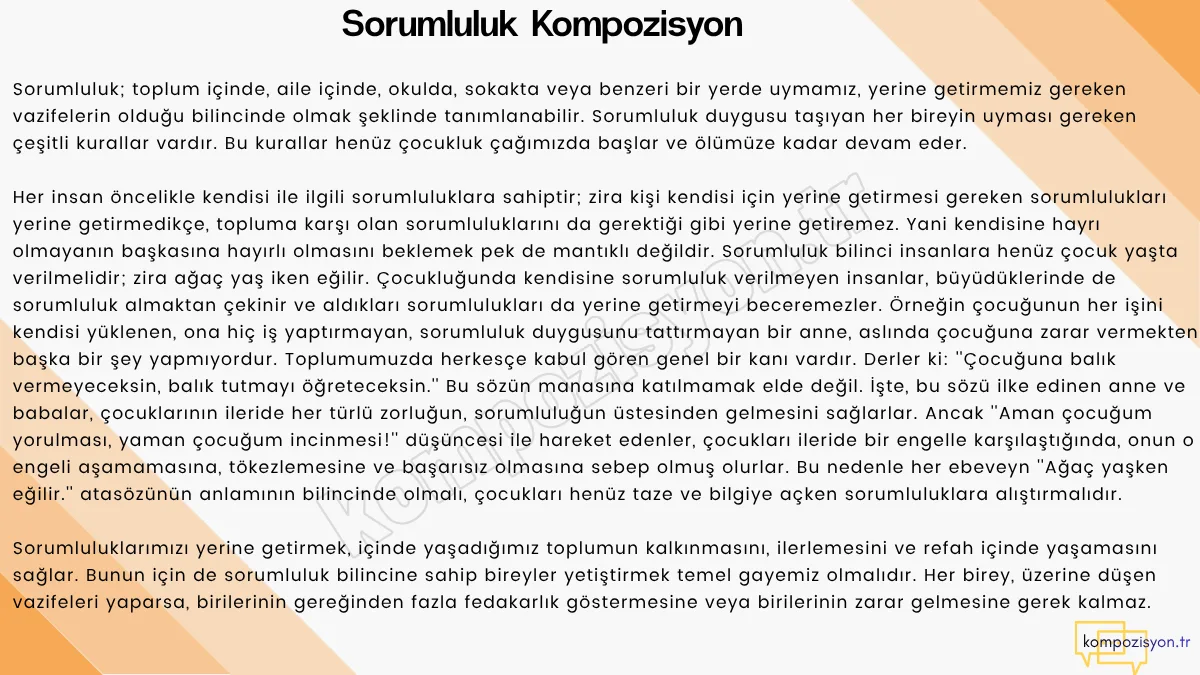 Sorumluluk ile İlgili Kompozisyon