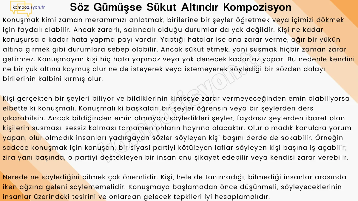 Soz Gumusse Sukut Altindir Kompozisyon