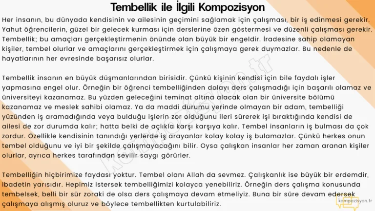 Tembellik ile ilgili kompozisyon