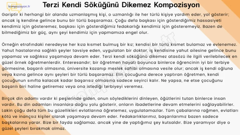 Terzi Kendi Sokugunu Dikemez Kompozisyon