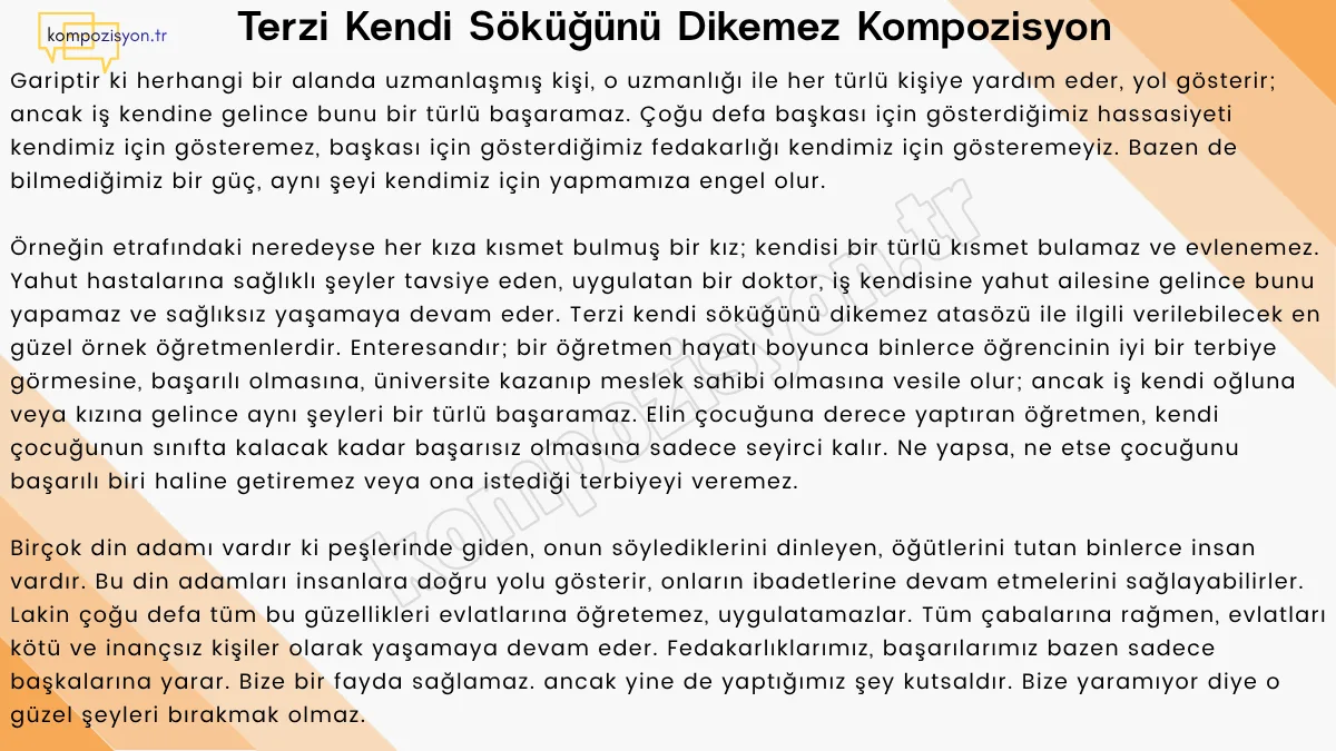 Terzi Kendi Sokugunu Dikemez Kompozisyon