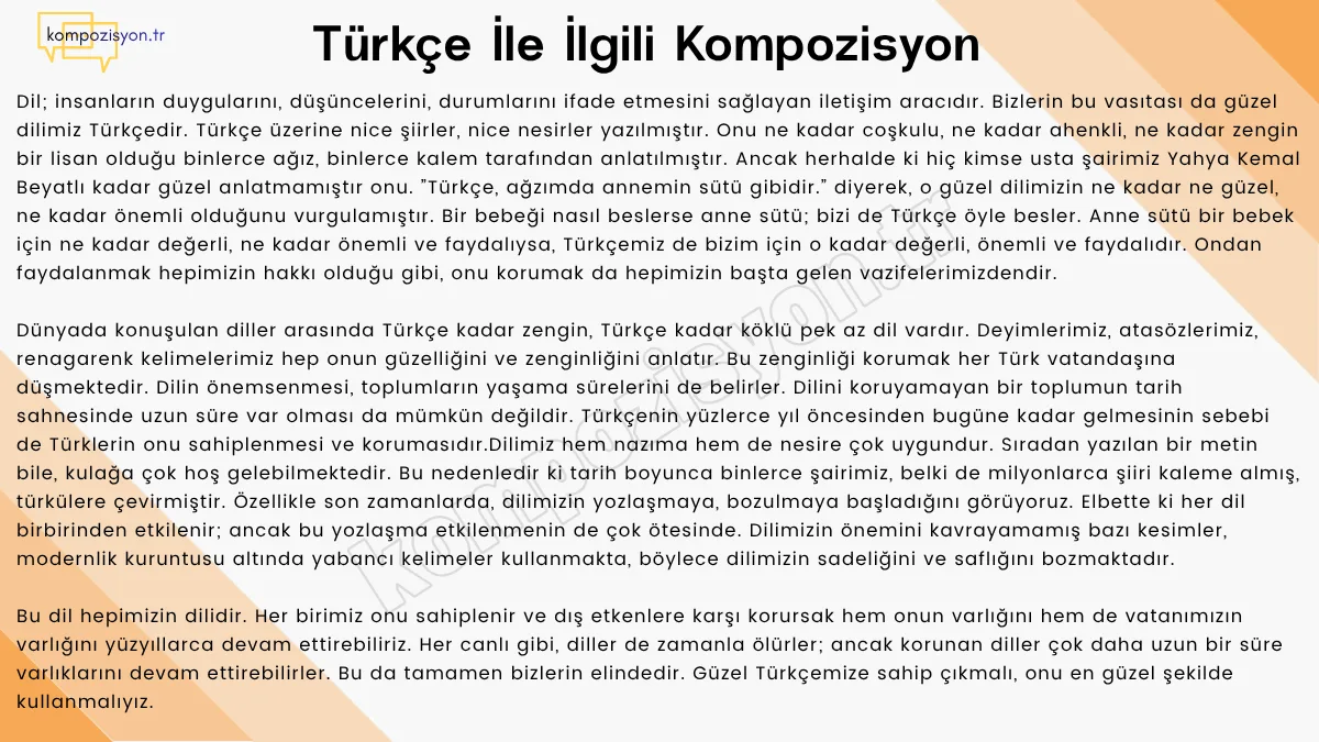 Turkce İle İlgili Kompozisyon
