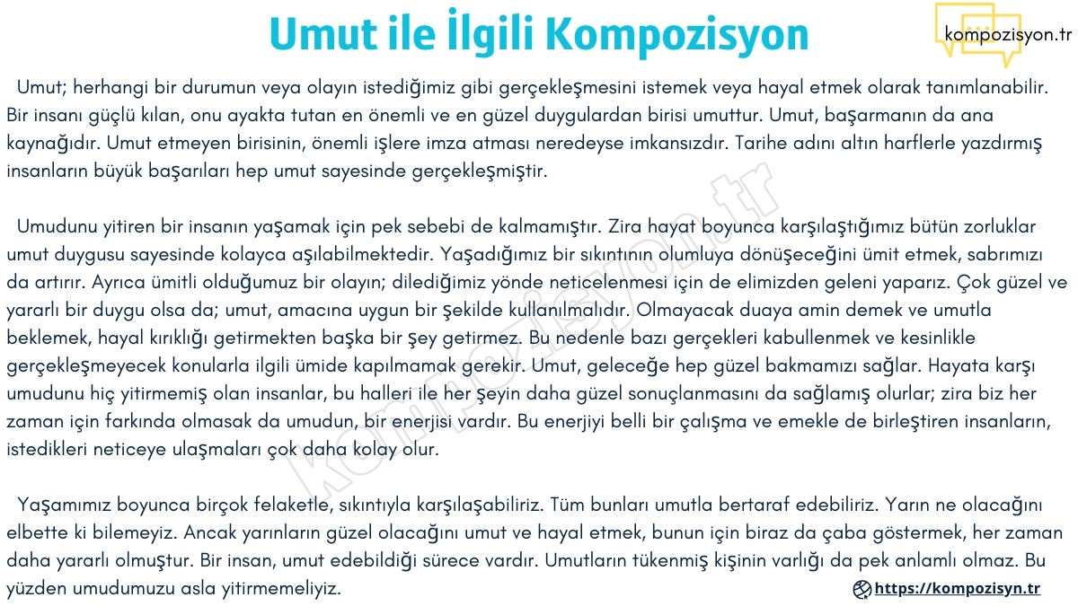 Umut ile İlgili Kompozisyon