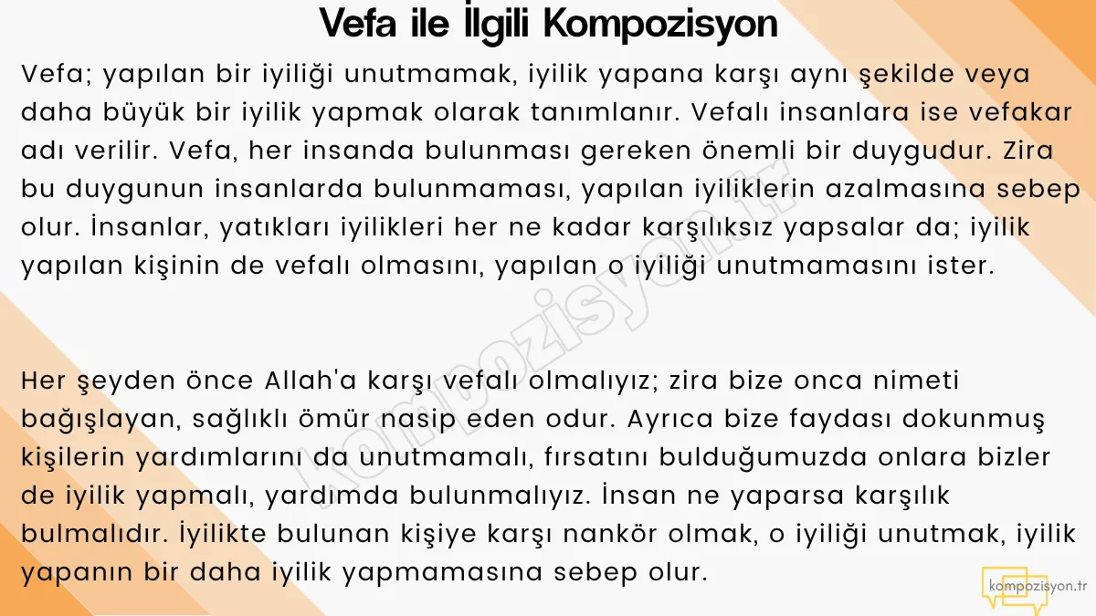 vefa ile ilgili kompozisyon