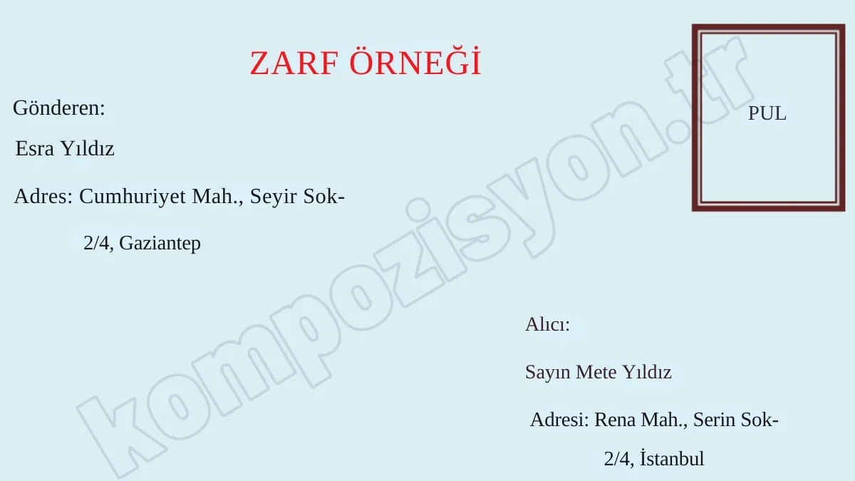 Mektup Zarfı Hazırlama zarf ornekleri mektup zarfi hazirlama
