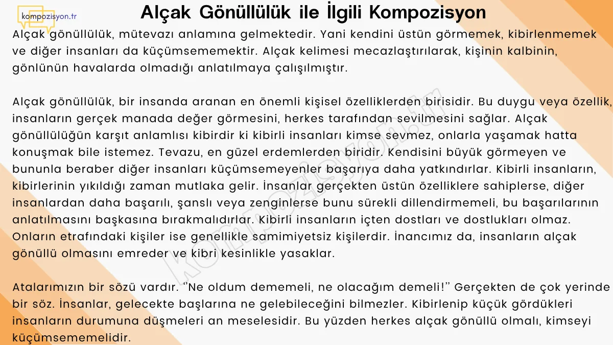 Alcak Gonulluluk İle İlgili Kompozisyon Yazi