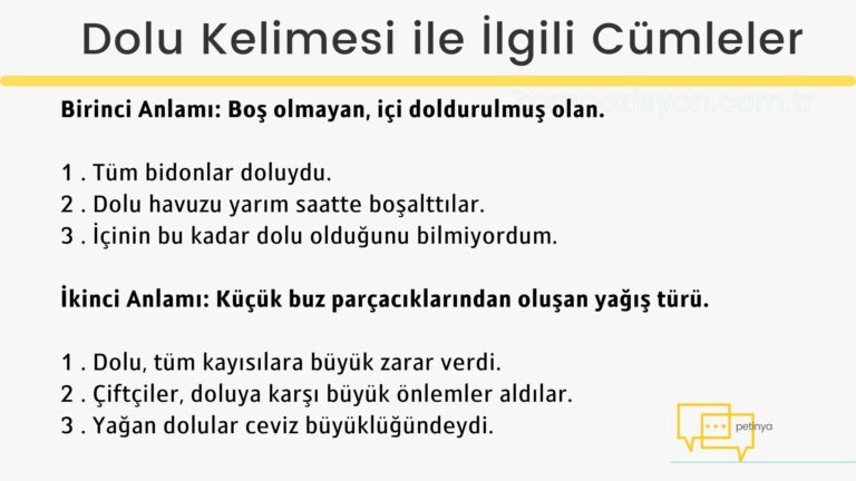dolu kelimesi ile ilgili cumleler