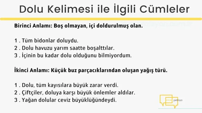dolu kelimesi ile ilgili cumleler