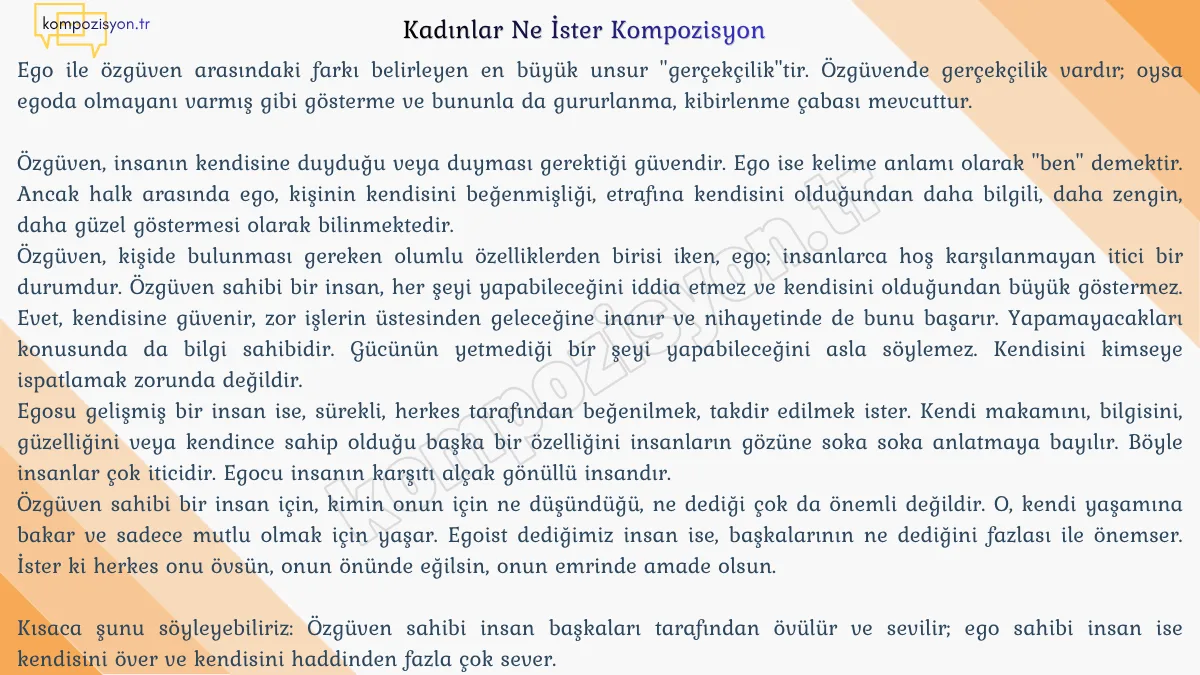 Kadinlar Ne İster Kompozisyon