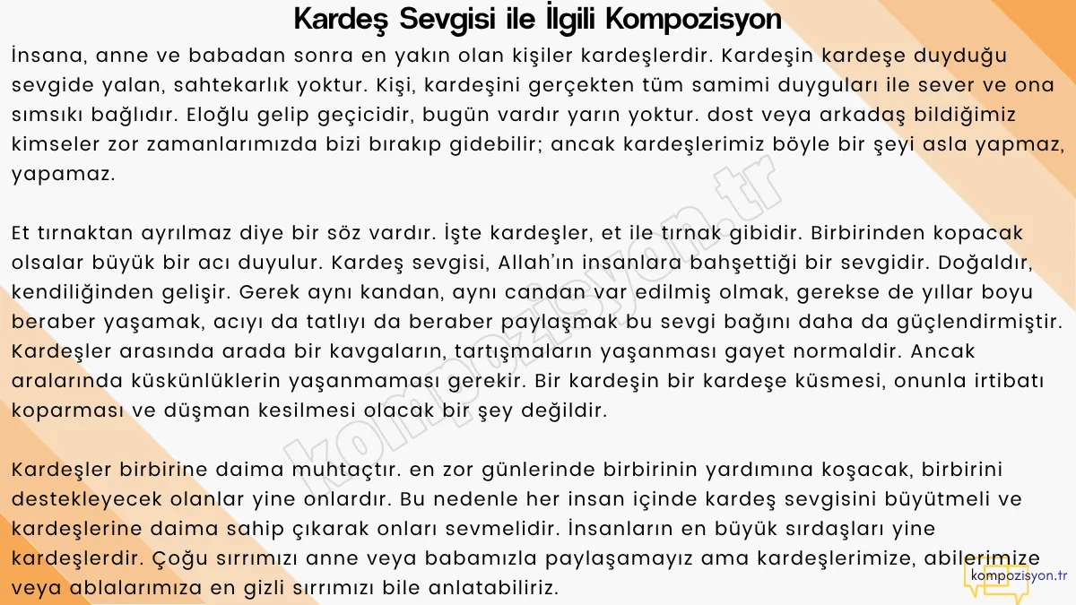 kardes sevgisi ile ilgili kompozisyon