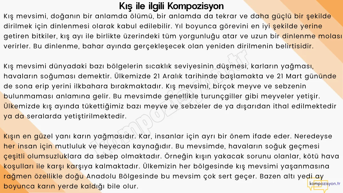 Kış Mevsimi ile İlgili Kompozisyon