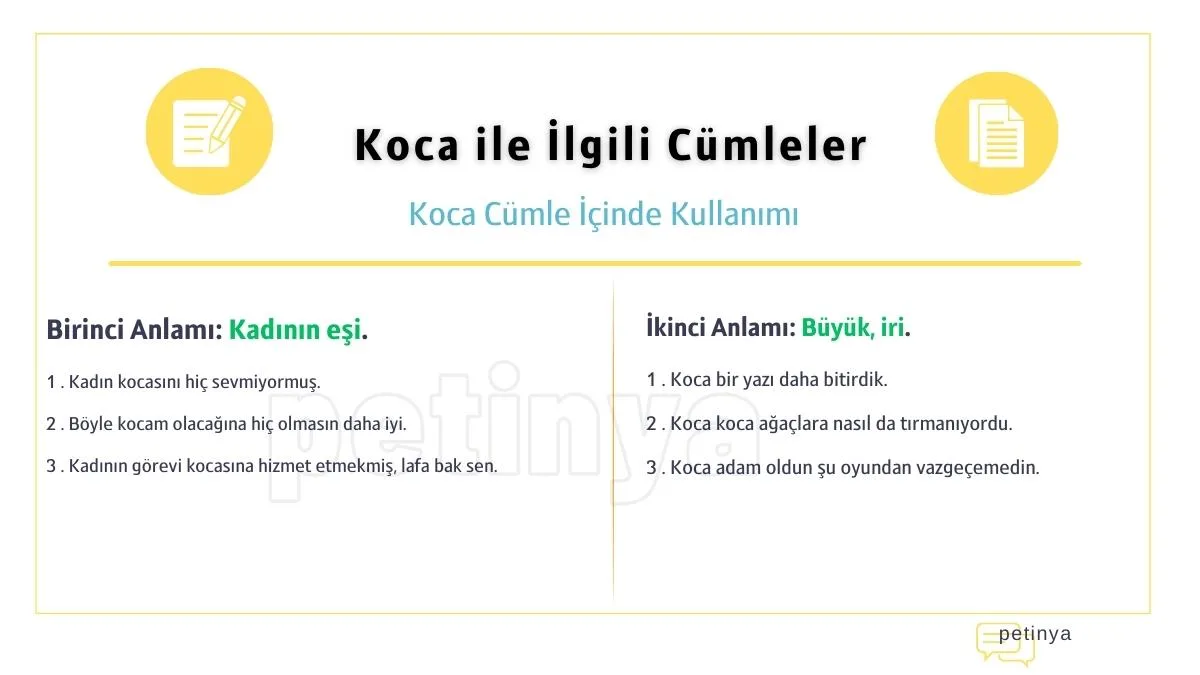 koca ile ilgili cumleler