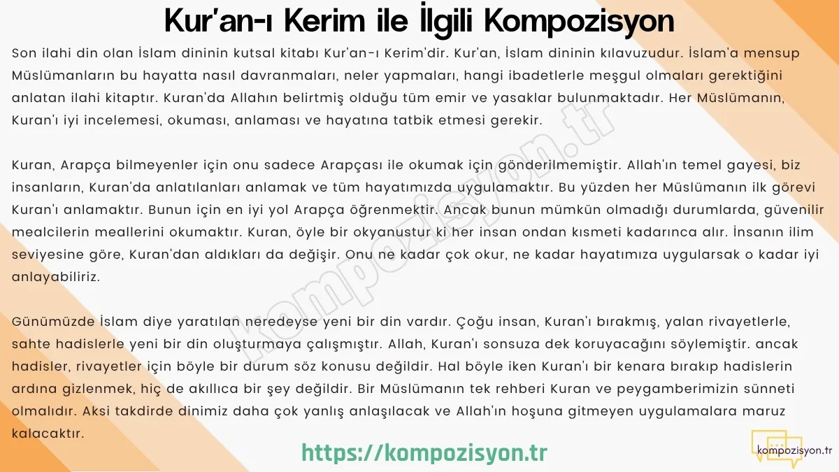 kuran kerim ile ilgili kompozisyon