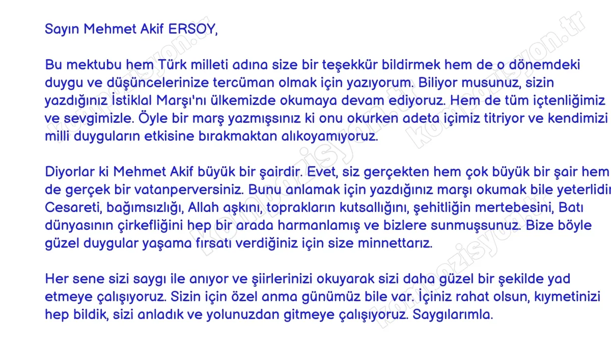 mehmet akif ersoy mektup