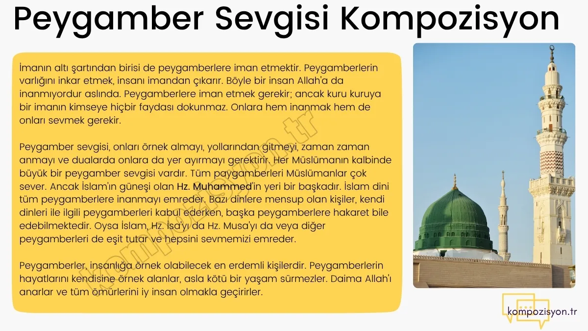 Peygamber Sevgisi ile İlgili Kompozisyon