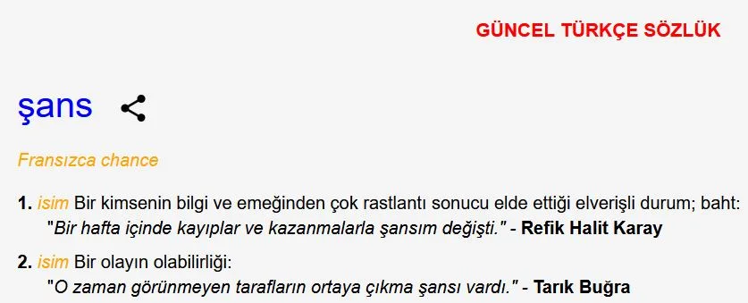 sans ne demek tdk